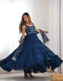 Elegant Fox Georgette Blue Anarkali with Dupatta & Pants Perfect for Weddings & Festivities