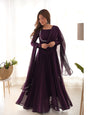 Pure Soft Lightweight Chiffon Fully Flair Gown And Dupatta With Pent Set.
