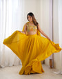 Elegant Yellow Georgette Lehenga Choli Set with Fancy Blouse & Dupatta