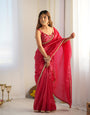 Timeless Premium Gold Crush Tissue Silk Pink Sarees for Festivities & Weddings – Ready to Wear with Stitched Blouse