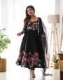 Georgette Stitched Black Anarkali Gown Kurta With Duppta Set