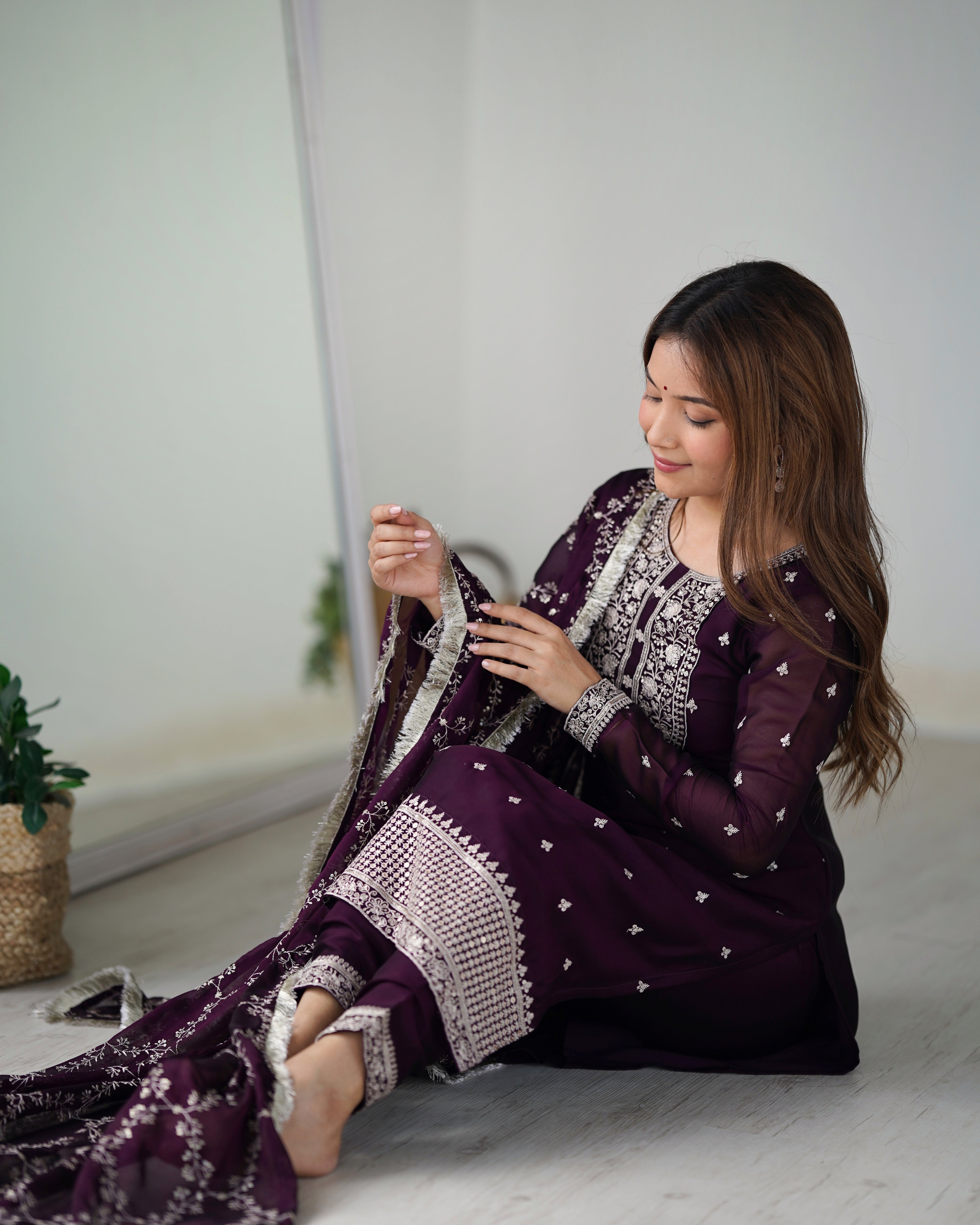 Elegant Rangoli Silk Straight Fit Kurta Set with Dupatta