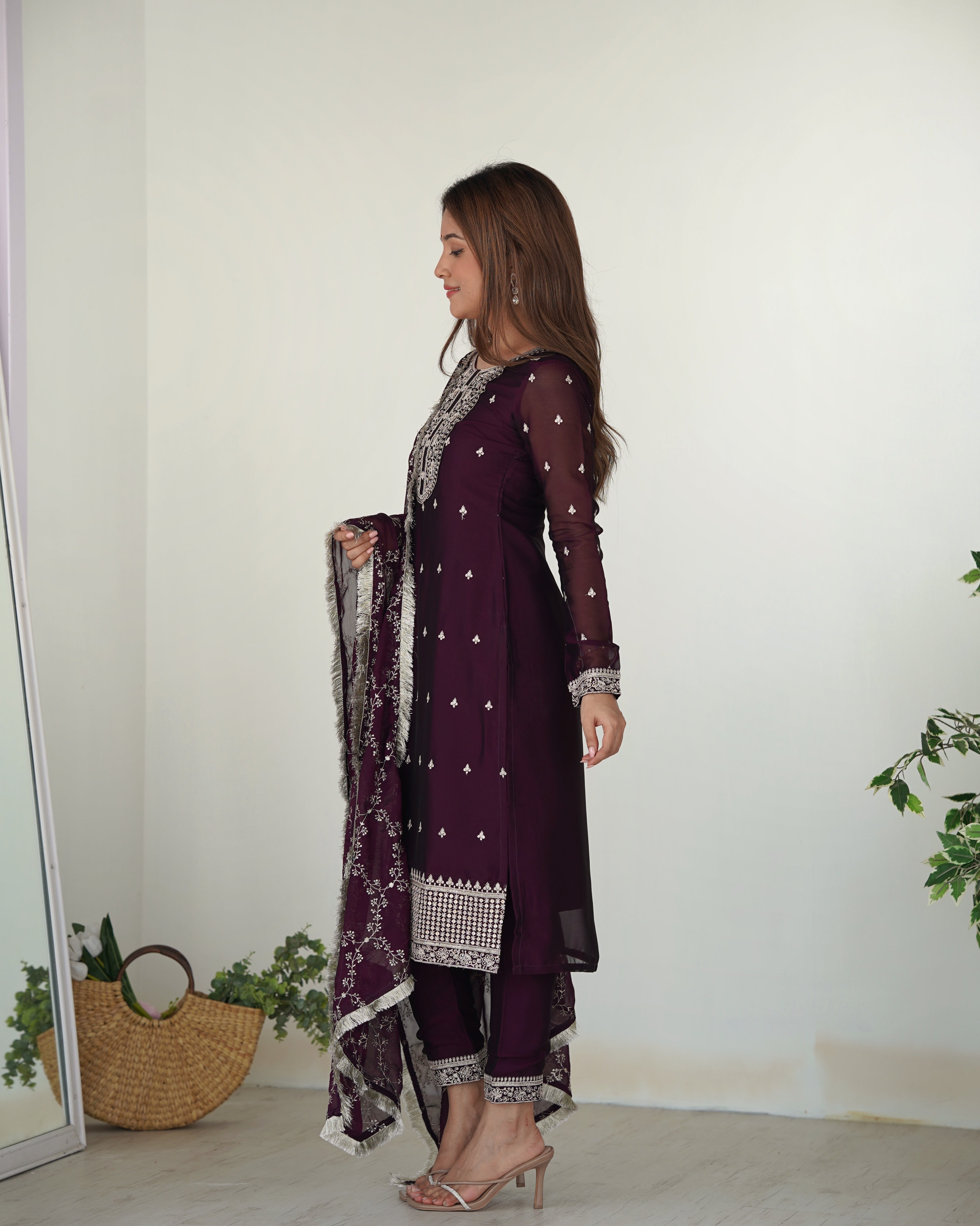 Elegant Rangoli Silk Straight Fit Kurta Set with Dupatta