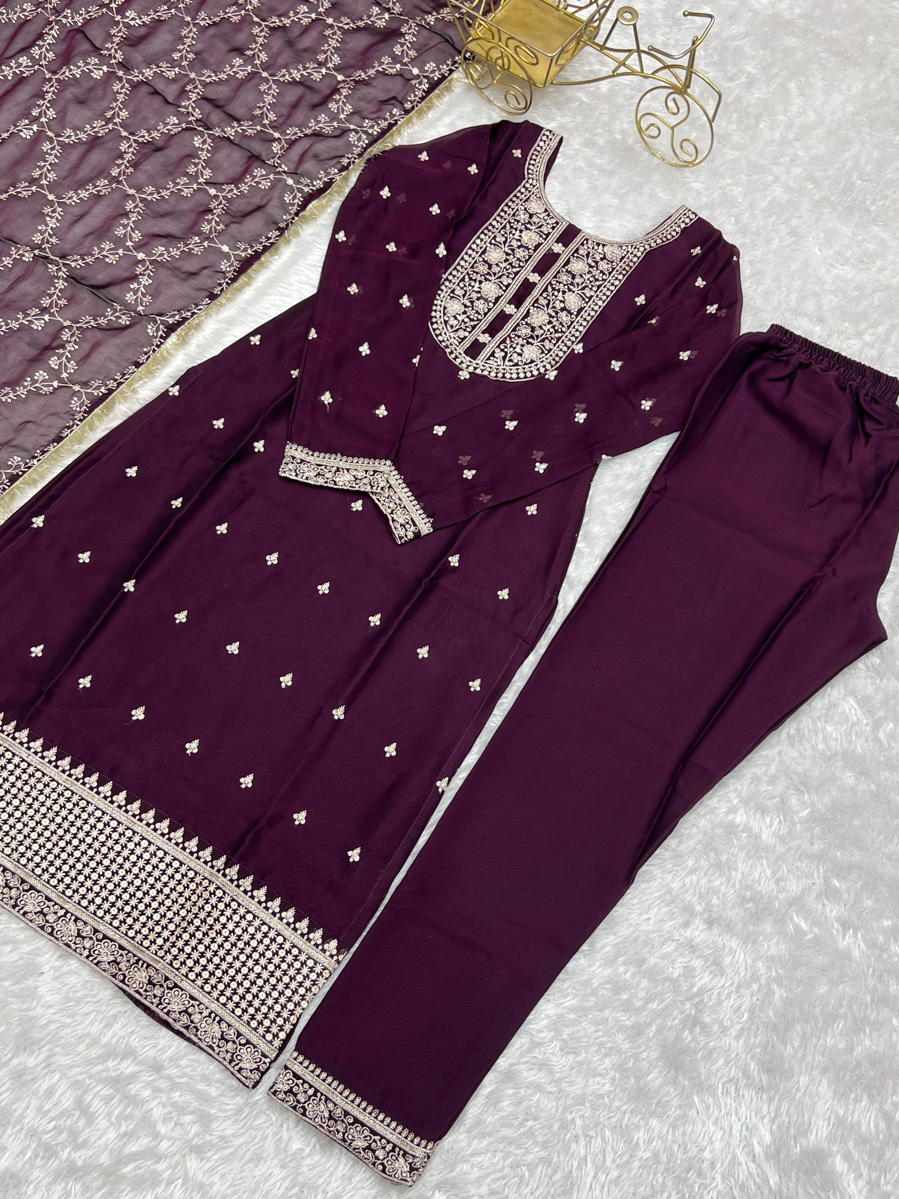 Elegant Rangoli Silk Straight Fit Kurta Set with Dupatta