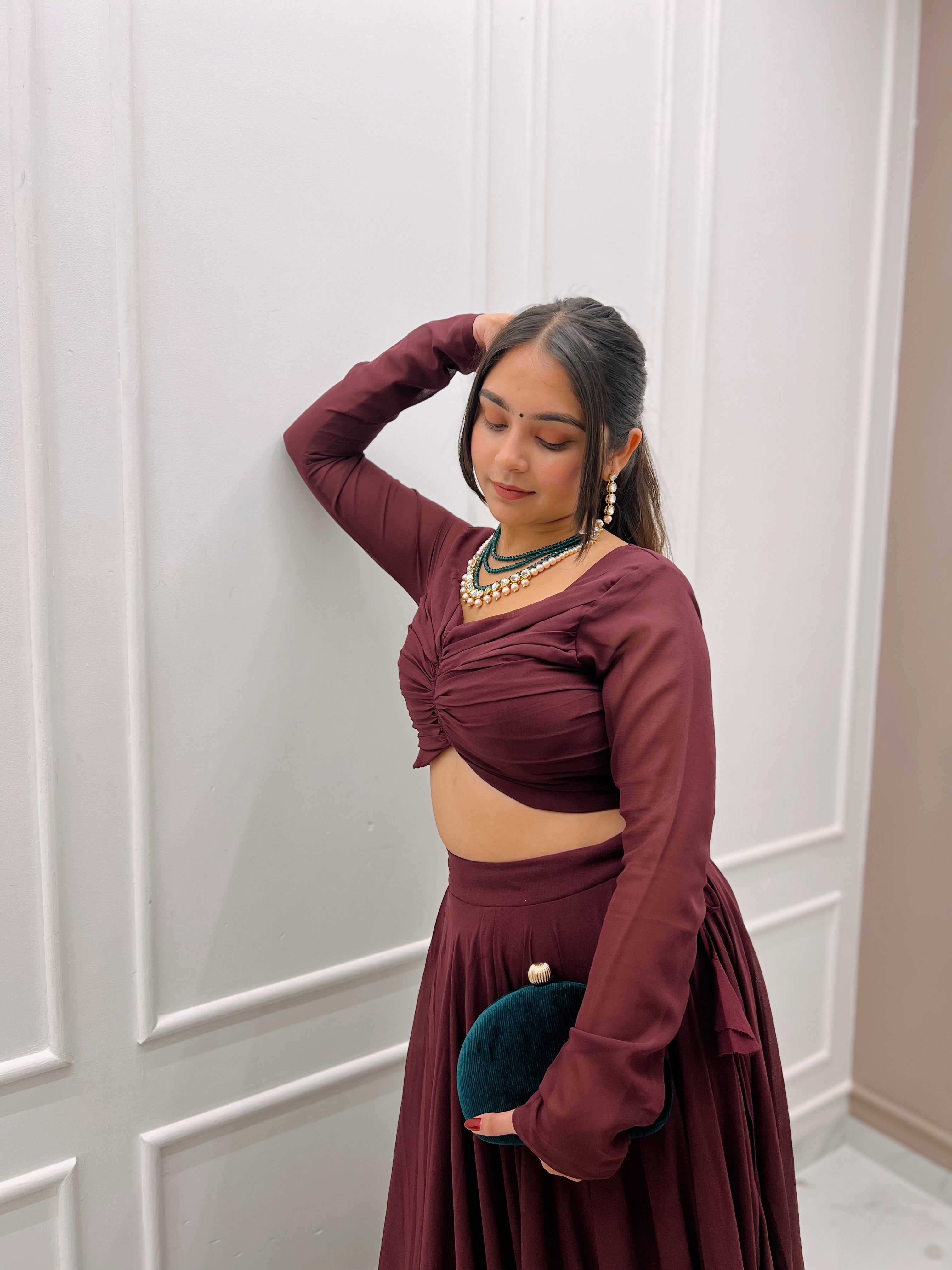 Buy Pure Soft Fox Georgette Lehenga Choli Stitched with Fancy Blouse & Dupatta