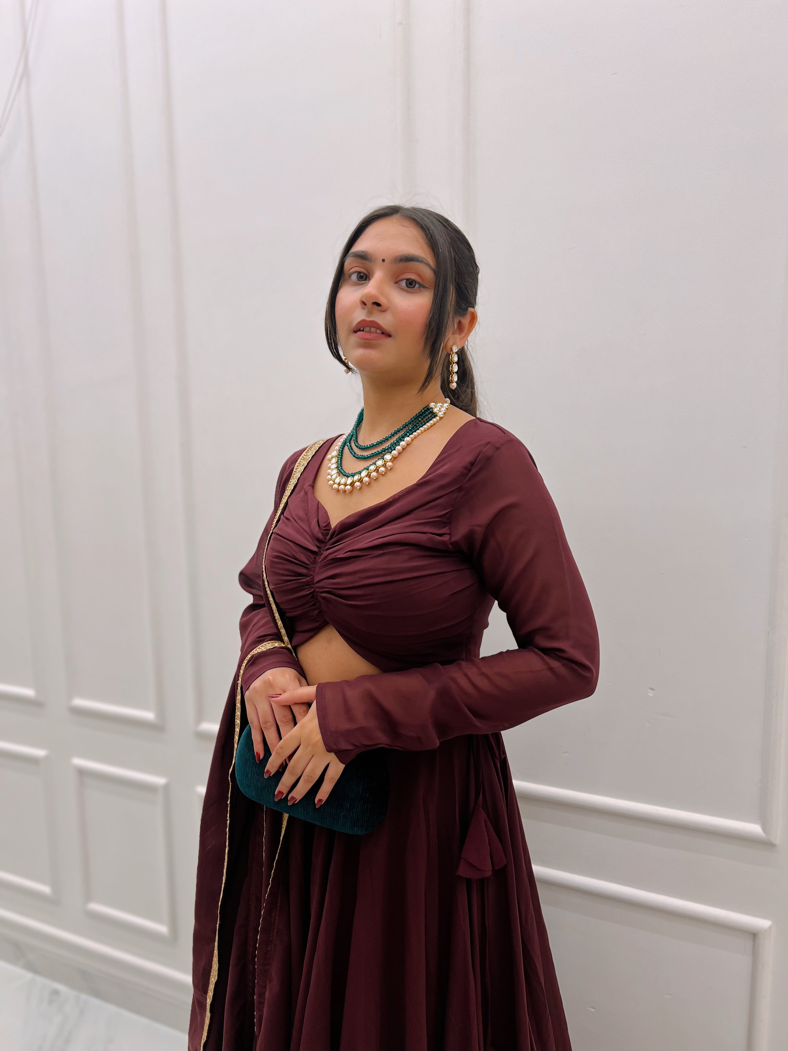 Buy Pure Soft Fox Georgette Lehenga Choli Stitched with Fancy Blouse & Dupatta