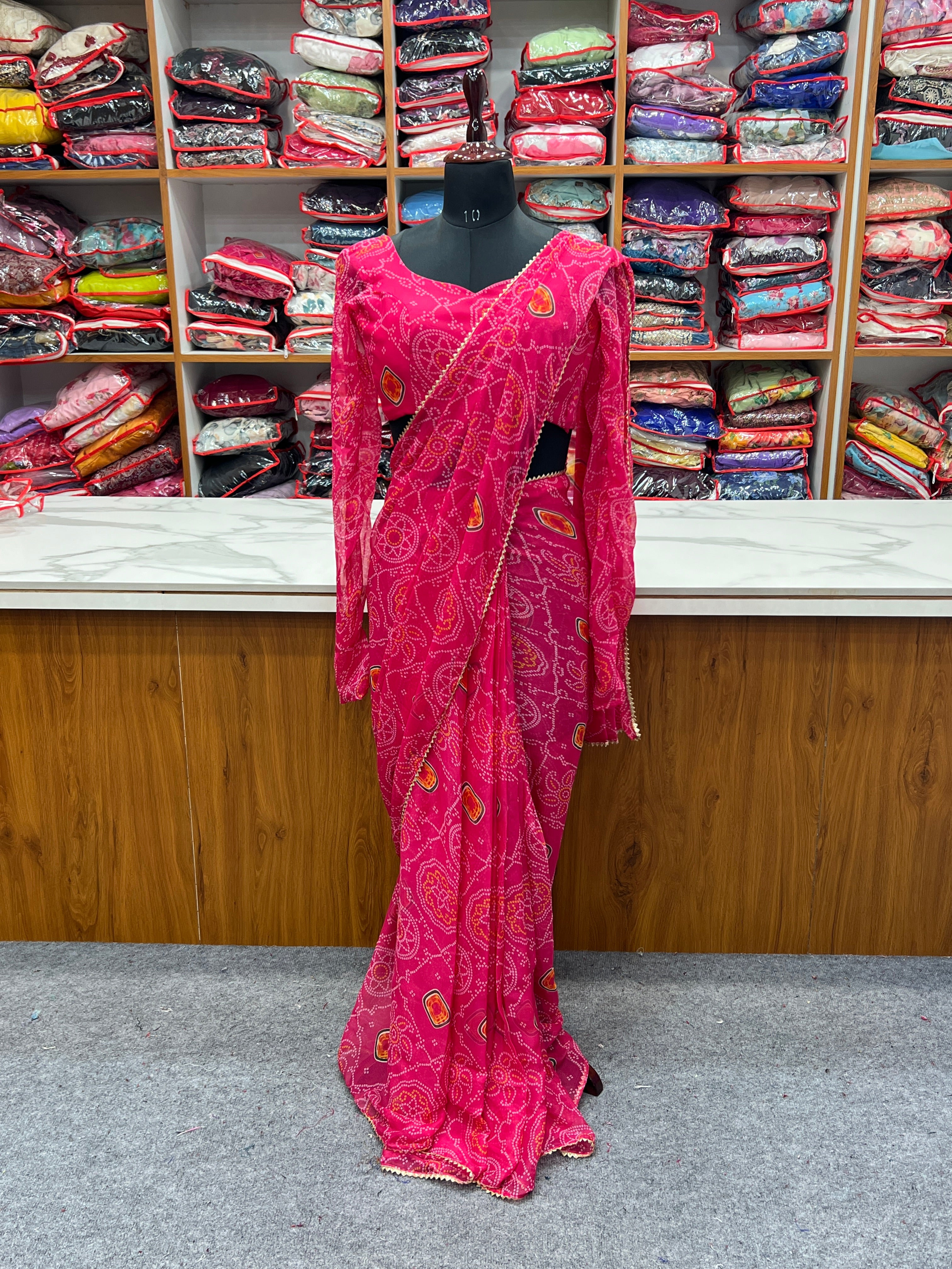 Latest Collection Of Ready To Wear Saree Bandhej Printed Is Timeless Addition For The Upcoming Festivities And Weddings